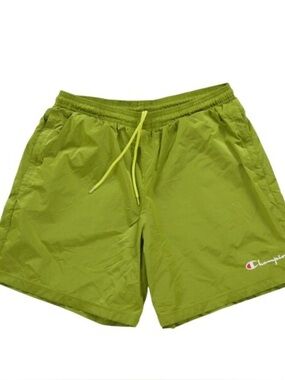 Champion Olive Green Men’s Athletic Nylon Shorts with Logo - XXL